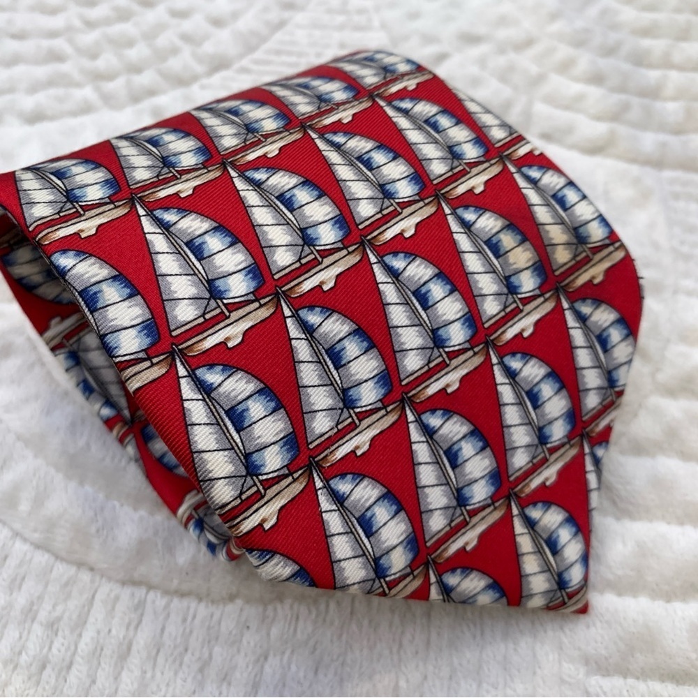 Red Nautical Patterned Men's Tie